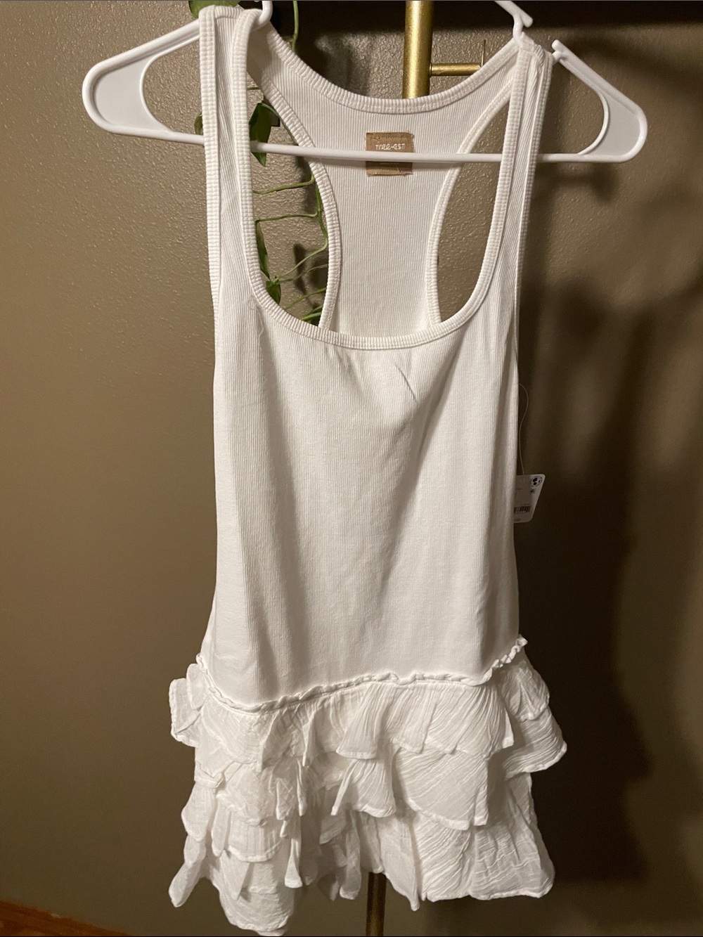 NWT Free People White Ruffle-Hem Tank Romper